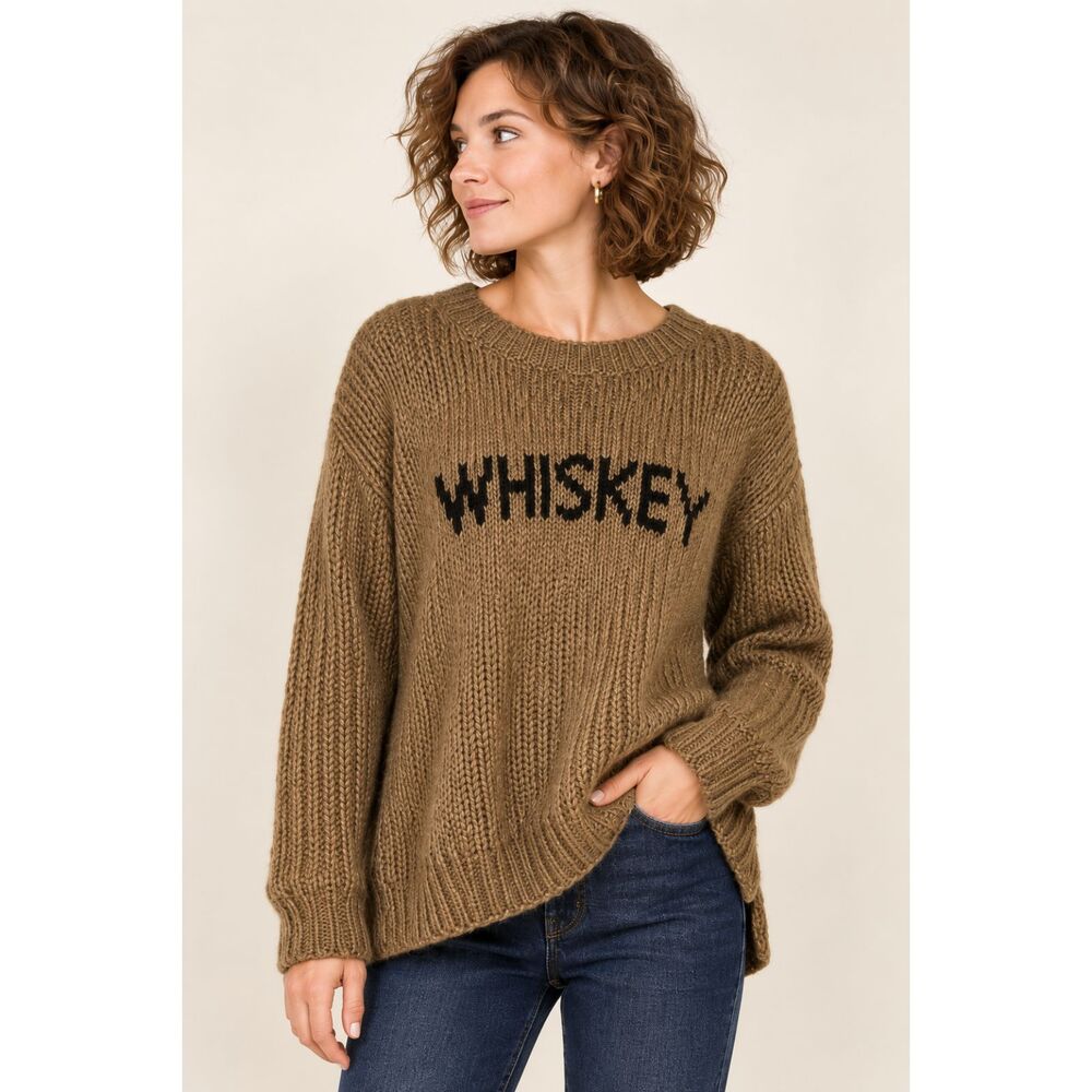 Wooden Ships Whiskey Brown Mohair Wool Blend Oversized Sweater XS/S